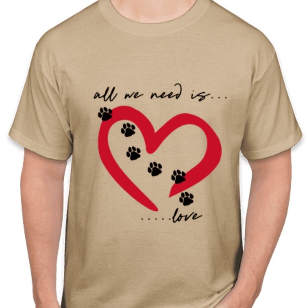 NWT - Unisex Dog Lover Tee – Heart & Paw Print Design